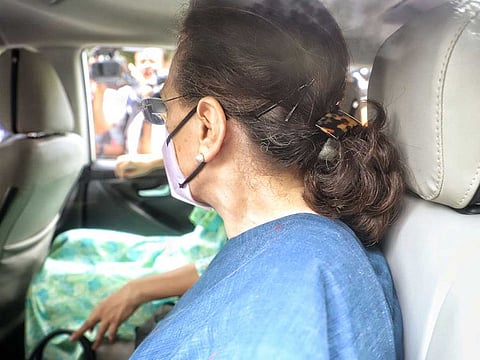 Congress Interim President Sonia Gandhi arrives at the ED office for questioning in the National Herald case, in New Delhi on Tuesday, July 26, 2022.