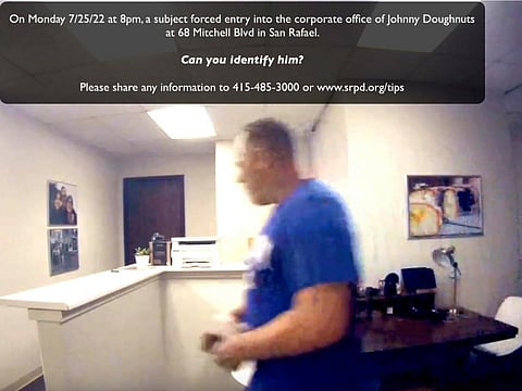 The burglar had to double back to the scene of the crime, the corporate office of a the San Francisco Bay Area doughnut company. 