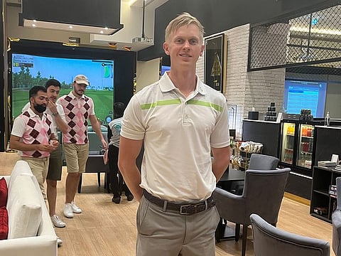 Australian Jakub Gancarz talking about his new 'Accessible Golf' concept at MyGolf Dubai in Dragon Mart.