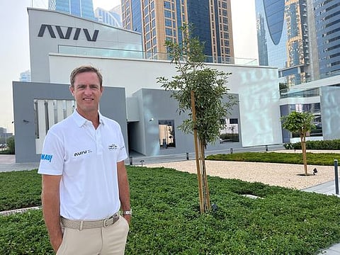 Aviv Ambassador and Dubai resident Nicolas Colsaerts prior to travelling to Wales to play in the Cazoo Open Presented by Gareth Bale on the DP World Tour.