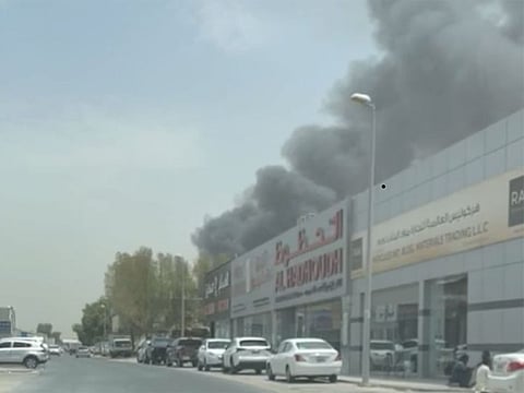 A fire broke out at two warehouses that contained spare parts in Industrial Area Four in Sharjah on Wednesday.