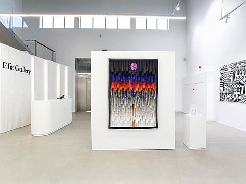 Abdoulaye Konaté, Composition Bleue-gris, at the Efie Gallery. 