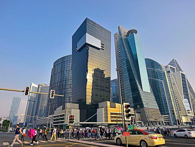 Stock Dubai office workers business bay