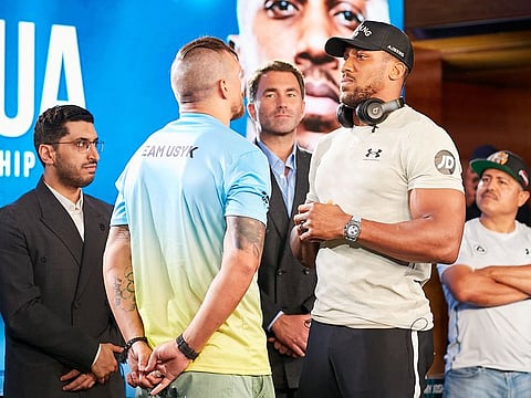 Heavyweight world champion Oleksandr Usyk (left) faces Anthony Joshua in Jeddah on August 20.