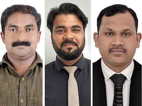 The lucky winners: Binu, Mohammed and Sathish.