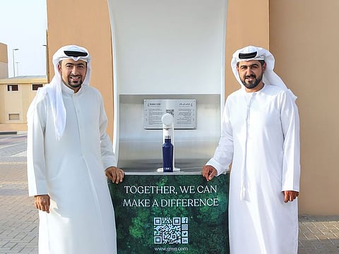 Mohammad A Baker, Deputy Chairman and CEO of GMG with Ahmed Al Khaja, CEO, Dubai Festivals and Retail Establishment at the launch of the new water station in Al Qudra, Dubai.