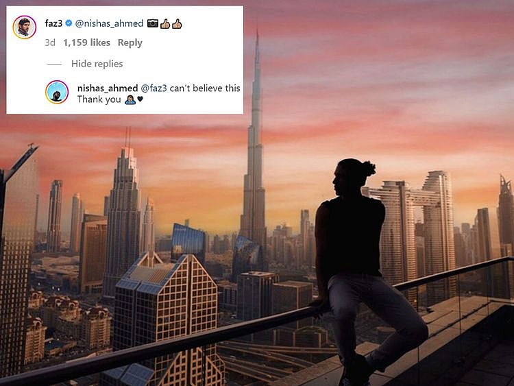 Sheikh Hamdan comments on Keralite photographer's Instagram post