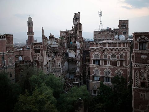A Unesco-listed building that collapsed in the old city of Sana'a, on August 10, 2022. 