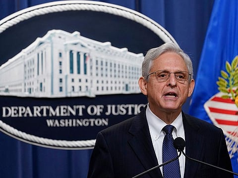 Attorney General Merrick Garland speaks at the Justice Department Thursday, Aug. 11, 2022, in Washington.
