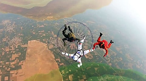 Aerial Delivery Research and Development Establishment (ADRDE), Agra, has created the first ever skydiving formation of 'Human Tiranga' in the air at a height of 15,000 feet above the ground level under the 'Har Ghar Tiranga' as part of the 'Azadi Ka Amrit Mahotsav' commemorating 75 years of India's Independence.