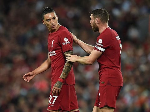 Liverpool's Darwin Nunez (left).