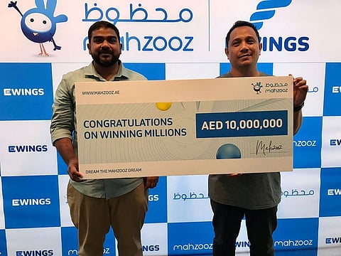 Indian and Filipino expats Shanavas and Nelson share the Dh10million prize from Mahzooz Draw in Dubai