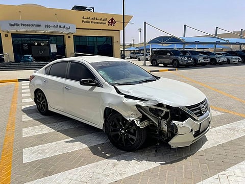 The car that caused the accident in Ras Al Khaimah.