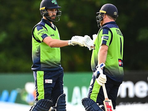 3000 and counting... Ireland's Paul Stirling (right) has joined an elite list of batsmen in T20I cricket.