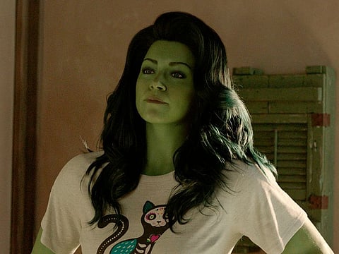 Tatiana Maslany in a scene from "She-Hulk: Attorney at Law"