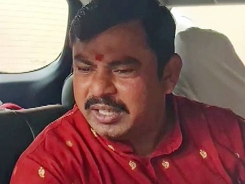 Telangana Police detains BJP MLA Raja Singh in Hyderabad on Tuesday. 