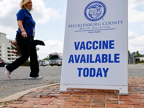 A Mecklenburg County Public Health employee arrives at a monkeypox vaccine clinic in Charlotte, North Carolina in the US..  