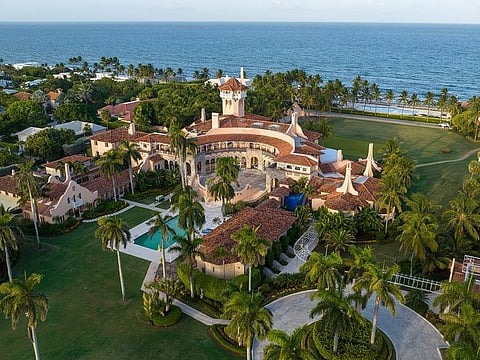 An aerial view of former president Donald Trump's Mar-a-Lago estate Aug. 10, 2022, in Palm Beach, Fla. 