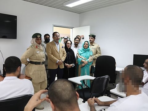 Representatives from Dubai Police and Danube Welfare Centre interacting with the inmates