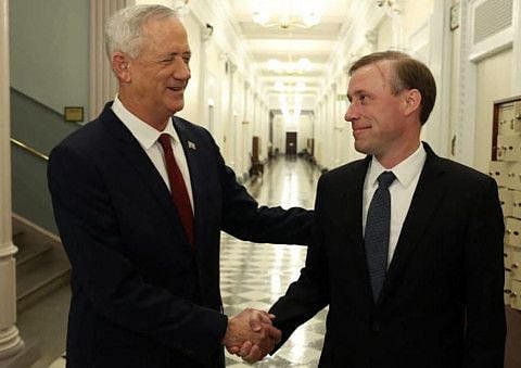 Israel's Defence Minister Benny Gantz (left) meeting with US National Security Advisor Jake Sullivan in Washington, DC, for talks regarding nuclear agreements with Iran and joint US-Israeli security cooperation.  