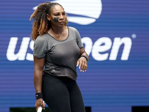 Serena Williams practices in preparation for the 2022 US Open at USTA Billie Jean King National Tennis Center in the Queens borough of New York City.