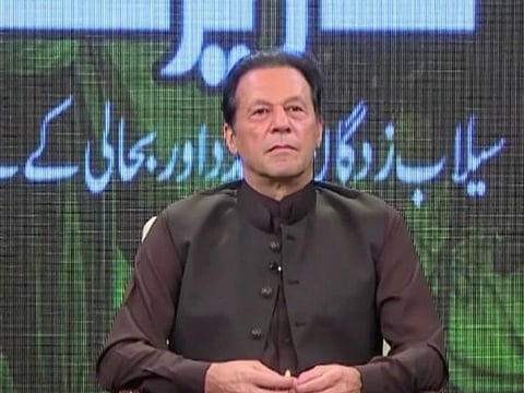 Imran Khan during the telethon on Monday night.