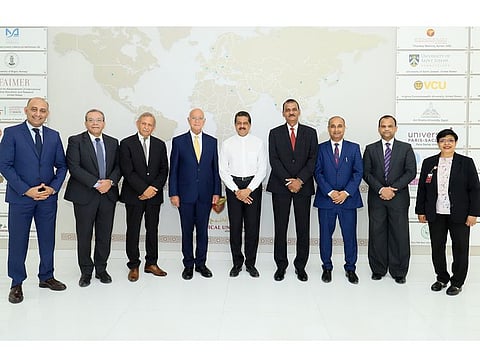 Dr Thumbay Moideen, Founder President, Board of Trustees alongwith the Academic Team of Gulf Medical University