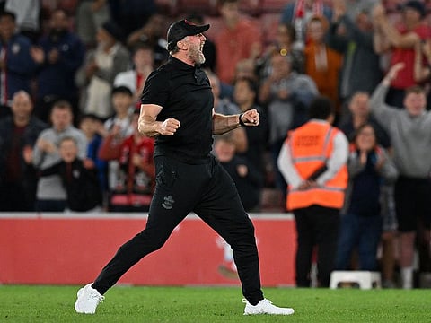Southampton's Austrian manager Ralph Hasenhuttl reacts after the English Premier League football match between Southampton and Chelsea at St Mary's Stadium in Southampton, southern England on August 30, 2022.