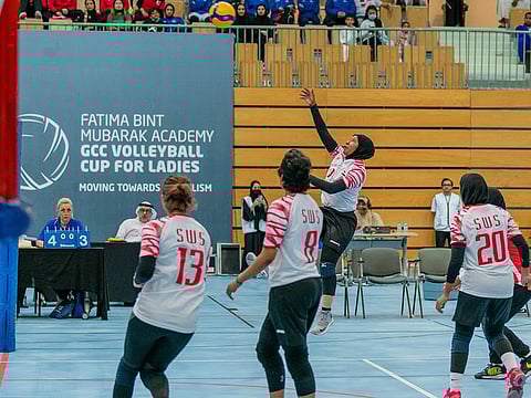 Sharjah Women's Sports Team in action during their semifinal clash against Al Wasl.