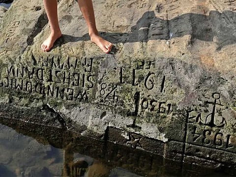 Wreckage of a World War Two German warship is seen in the Danube in Prahovo, Serbia, August 18, 2022. 