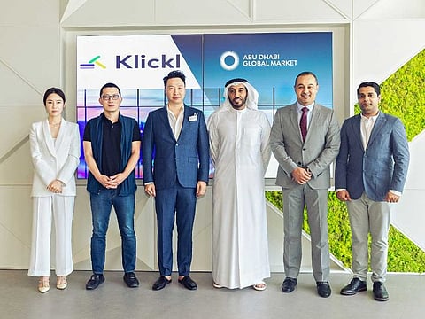 Michael Zhao, Co-Founder and CEO, Klickl, and his team, during a visit to the headquarters of ADGM 