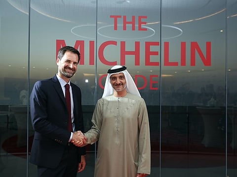 Gwendal Poullennec, International Director of the Michelin Guides and Saleh Mohamed Al Geziry, director general for Tourism at the Department of Culture and Tourism – Abu Dhabi.