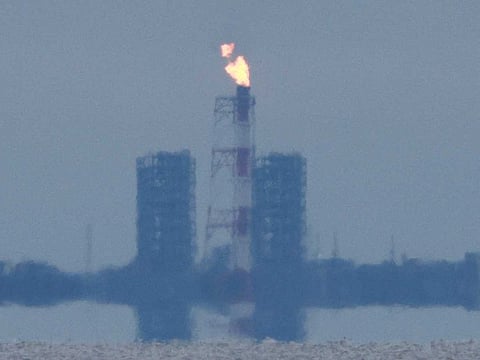 A view shows a gas flare at Portovaya Bay on the coast of the Gulf of Finland in the Leningrad Region, Russia August 26, 2022. 