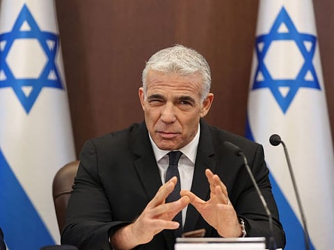 Israeli Prime Minister Yair Lapid attends the cabinet meeting at the prime ministers office in Jerusalem, on September 4, 2022. 