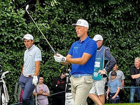 Dubai-based Adrian Meronk at the first tee for today’s second round at the BMW PGA Championship on the DP World Tour.