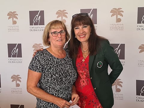 Deirdre Kemp, winner of the season opening Stableford Competition with EGC Lady Captain, Marivi Arias in her Captain's Jacket.