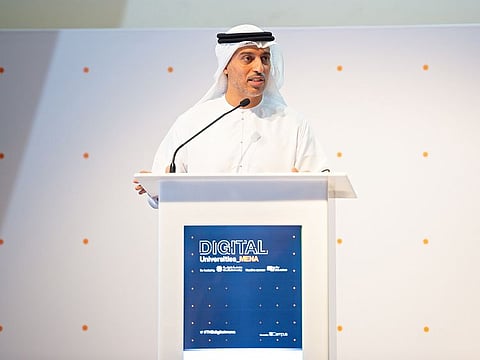 Ahmed Belhoul Al Falasi, Minister of Education, addressing the Digital Universities MENA conference in Abu Dhabi