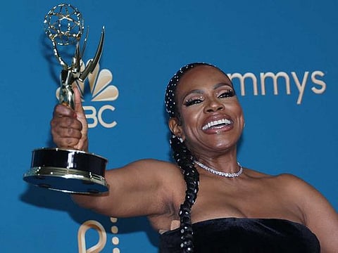 Sheryl Lee Ralph holds her Emmy for Best Supporting Actress in a Comedy Series for "Abbott Elementary" at the 74th Primetime Emmy Awards held at the Microsoft Theater in Los Angeles, U.S., September 12, 2022. 