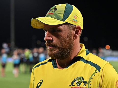 Australian captain Aaron Finch walks off the field after winning the third One Day International against New Zealand at the Cazalys Stadium in Cairns on Sunday.