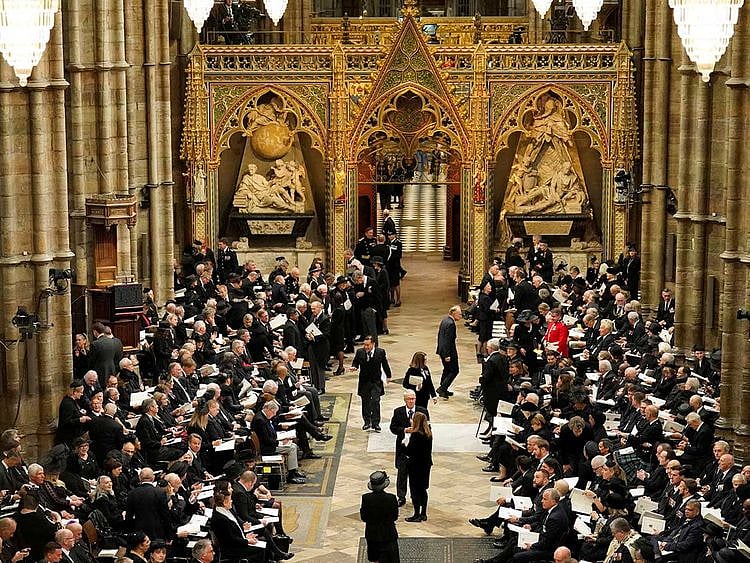 Guests funeral queen Westminster Abbey