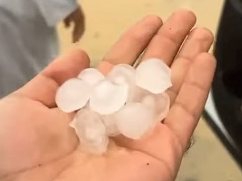 Hail hit parts of the UAE on Tuesday