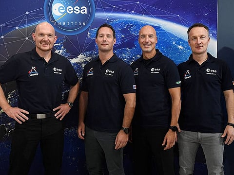 European Space Agency's astronauts (from left) Germany's Alexander Gerst, France's Thomas Pesquet, Italy's Luca Parmitano and Germany's Matthias Maurer