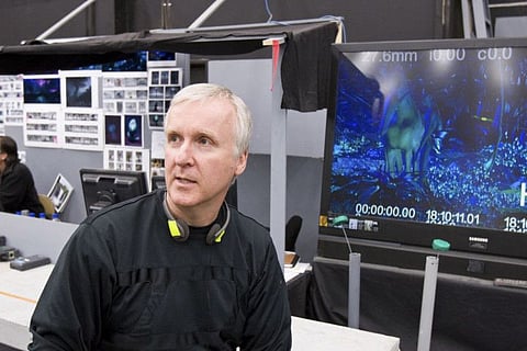 This 2009 image released by 20th Century Films shows filmmaker James Cameron on the set of "Avatar." 