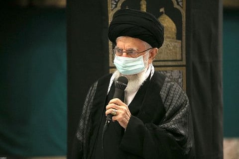 Iran's Supreme Leader Ayatollah Ali Khamenei speaking during a ceremony marking the Arbaeen in the capital Tehran on September 17. 