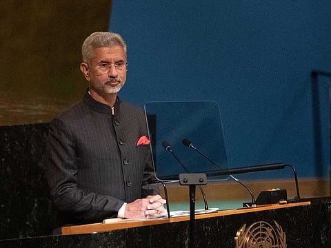 India’s Foreign Minister Subrahmanyam Jaishankar addresses the 77th session of the United Nations General Assembly at UN headquarters in New York City on September 24, 2022.