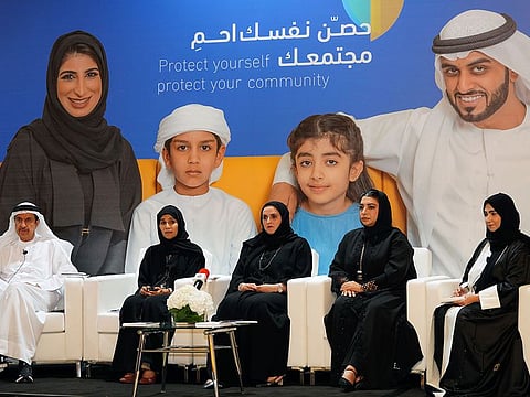 Top health officials at a press conference to announce the launch of the flu vaccine campaign in Dubai on Monday.