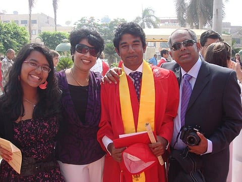 File photo of Tushar seen here with mom Bency, dad Zac, and sister Tresa. 12 years ago, when the family was based in the Egyptian capital Cairo, Tushar died on the way to hospital after suffering an aneurysm