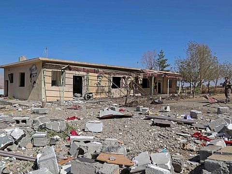 A partial view shows the aftermath of Iranian cross-border attacks in the area of Zargwez, where several exiled left-wing Iranian Kurdish parties maintain offices, around 15 kilometres from the Iraqi city of Sulaimaniyah on September 28, 2022.  