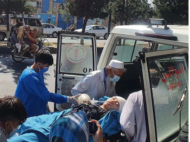  A victim being moved to a hospital in Kabul after the blast.