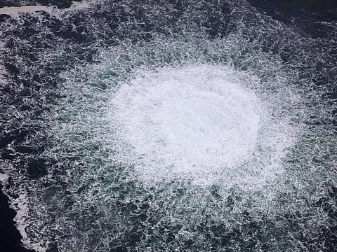 File photo: A gas leak from Nord stream 1 is seen in the Swedish economic zone in the Baltic Sea in this picture taken from the Swedish Coast Guard aircraft. 